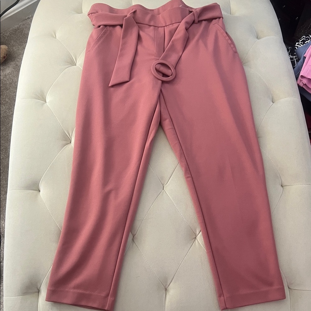 Jules & Leopold Dusty Pink Belted Trousers